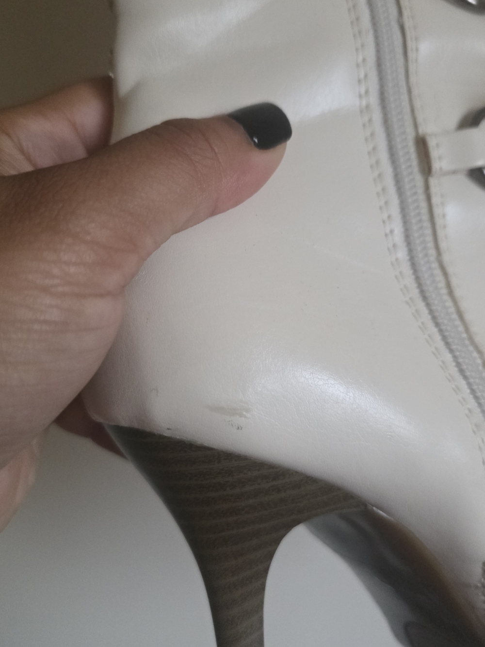 Delicious White Fur Trim Stiletto Boots - Picture 7 of 9